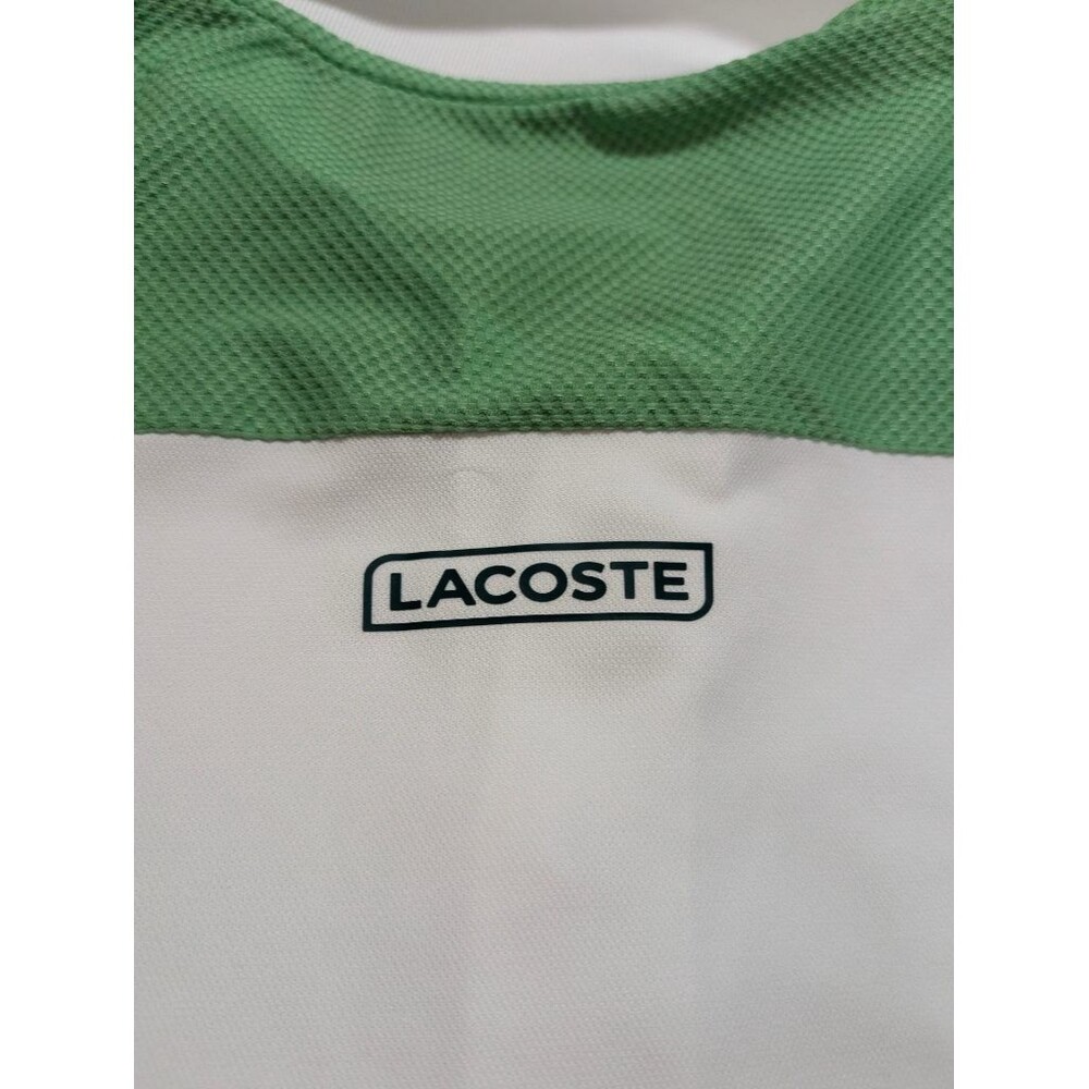 Lacoste Sport Ultra Dry Mens XL FR6 Polo Shirt White Green Colorblock Tennis - Picture 7 of 9